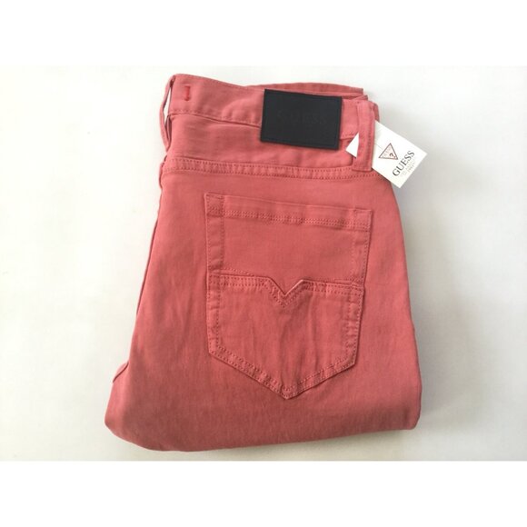Guess Men's Halsted Slim Tapered Destroy Jeans Coral Soft Stretch Denim Size 33 - Picture 1 of 12